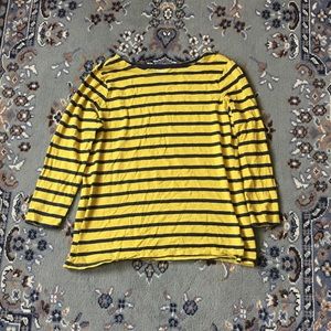 Navy and yellow striped top